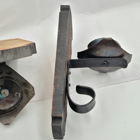 Rustic handmade wall sconce candleholders - Picture 2 of 4